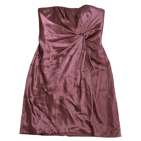 DAVID’S‎ BRIDAL Dress Size 10 Rosewood Knot Detail Strapless Mini Wedding Party - Picture 1 of 5
